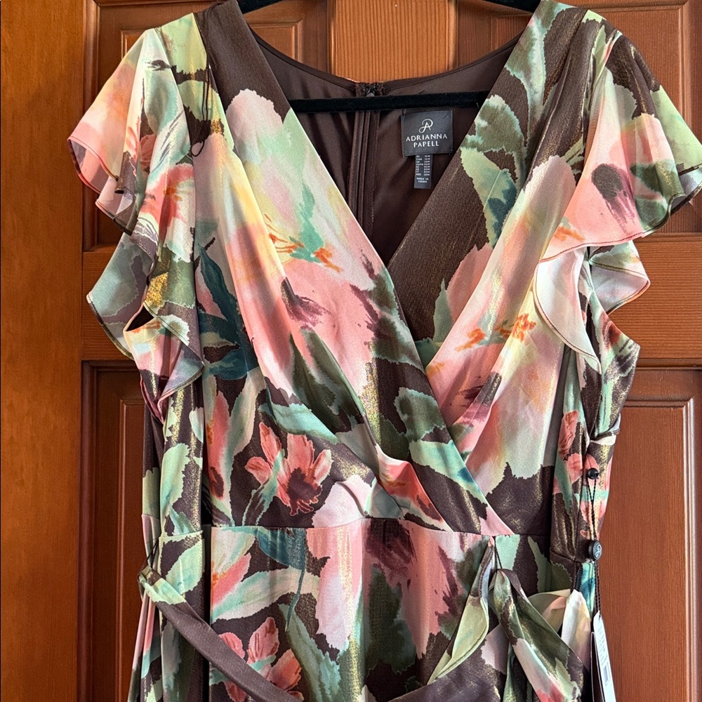 Adrianna Papell Floral Faux Wrap Dress - New w/tags Sz 16W - Picture 5 of 13